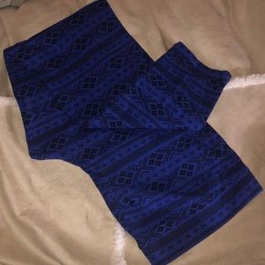 Winter print leggings Navy blue and black